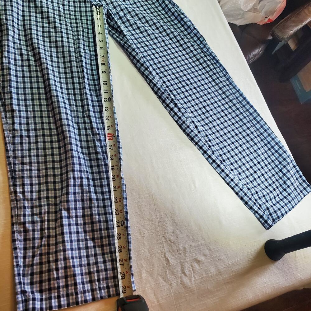 Mens Pajama Pants Size Large L Blue Plaid Sleepwear Lounge Bottoms Sleep Pants - Picture 4 of 5
